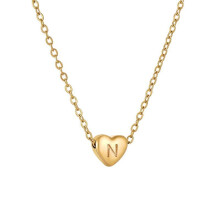 Initial Pendant Necklace for Men Womens, 18K Gold Plated Full Heart Letter Capital Necklace Alphabets from A-Z Figaro Chain Necklaceins