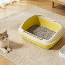 Halfgesloten, open kattenbak, kattentoilet, zandbak, draagbare kattenbak met hoge randen voor kleine, middelgrote en grote katten en puppy's