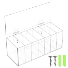 Acryl weeklabeldispenser voor labels, stickers, tape, wandmontage, transparant, 7 sleuven, labeldispenser, stickerroldispenser voor thuis, school en