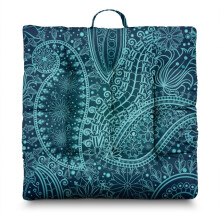 Boho Meditation Mat, Paisley Square Floor Pillow for Sitting Comfort, Yoga Cushion for Bedroom or Living Room 22 x 22
