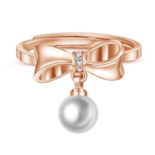 Women 925 Sterling Silver Butterfly and Pearl pendant Cubic Zirconia Thumb Ring Rings Women's Jewelry Lady Gifts