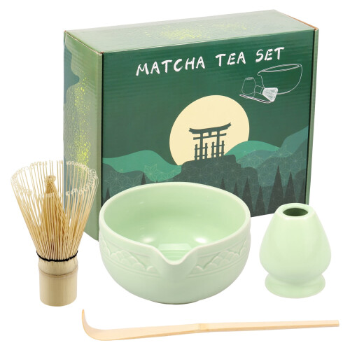 Σετ τσαγιού Matcha 5 τεμαχίων με μπολ, σύρμα, βάση, κουτάλα και πινέλο – Πρακτικό κιτ