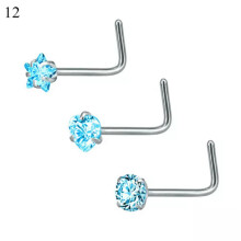 Punk Zircon Nose Stud Surgical Steel Nose Ring Lip Rings Body Piercing Jewelry~-12