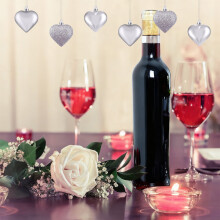 Heart-Shaped Hanging Ornaments - Set of 12 Glossy, Matte & Glittery Ball Decor for Valentine's Day, Christmas & Parties - Silver