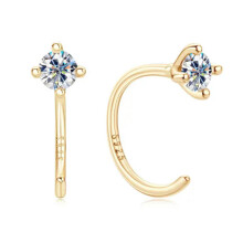 Brincos de argola com moissanita em prata 925, 3,5 mm de diâmetro.