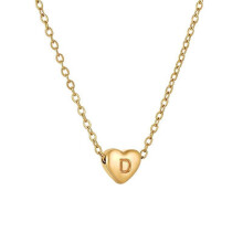 Initialer anheng halskjede for menn og kvinner, 18 karat gullbelagt hjerteformet bokstav halskjede med store bokstaver fra AZ Figaro Chain Necklaces