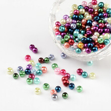 Mixed Glass Pearl Round Beads Dyed Size: 4mm in diameter hole: 0.5mm