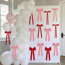 24pcs Retro Velvet Bows (Pink & Red) – Soft Double-Loop Decor for Trees, Gifts, Weddings, Snack Bags & Crafts