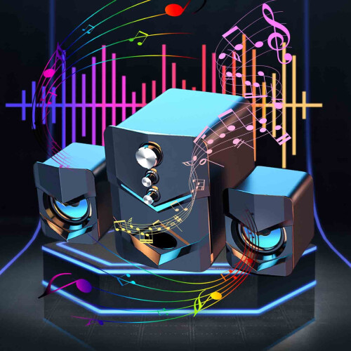 Bluetooth Desktop Speakers with Subwoofer USB Powered RGB Light Effects for PC TV Gaming