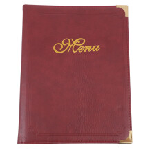 Rotes PU-Restaurant-Speisekartenbuch, robust, schlichtes Design, 1 Stück