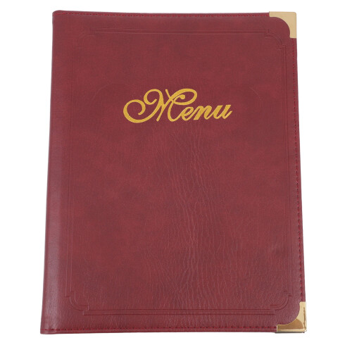 Rotes PU-Restaurant-Speisekartenbuch, robust, schlichtes Design, 1 Stück