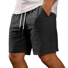 Sweat Shorts Herre Bomuld Snøre 9 Tommer Shorts Sommer Strand Shorts Snøre Udendørs Aktivtøj Sort, Størrelse XXXL