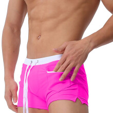 Badeshorts for menn, hurtigtørkende, myk, atletisk bikini, sportsbadedrakt, atletisk elastisk bassengparty, herrebadedrakt, undertøy, rød,