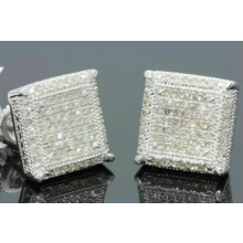 Gold Square Cube zircon Stud Earrings for Men Women Wedding Delicate Jewelry Gift A Pair-Style 4
