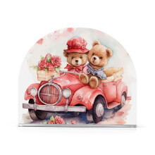 Bears Car Roses Flowers Napkin Holder – Clear Acrylic Paper Napkin Dispenser for Table, Kitchen, Restaurant (Compatible with Standard Napkins)