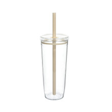 Pot en verre transparent avec paille – 1 pièce