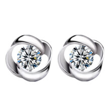 925 Sterling Silver Stud Earrings Birth Cubic Zircon Fashion Jewelry For Women