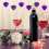 Ensemble de 12 décorations suspendues en forme de cœur violettes 1