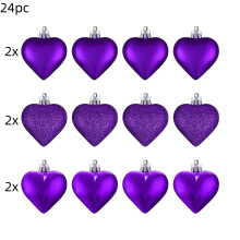 Décorations suspendues en forme de cœur violet pour la Saint-Valentin (lot de 24)