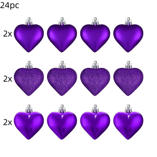 Lila Herzanhänger zum Valentinstag (24er-Pack)