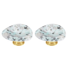 TOP-MAX 2PCS Natural Stone Heart-Shaped Knobs Aluminum Alloy Base Dresser Drawer/Door Hardware