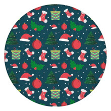 52-Inch Circular Tablecloth with Christmas Motifs and Elastic Trim, Ideal for Holiday Entertaining and Dining Use