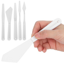5pcs White Plastic Palette Knife Set for Oil & Acrylic Painting