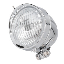12V 4in Chrome Motorcycle Headlight, Clear Lens, High Brightness