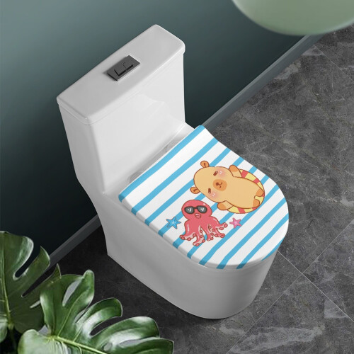 WC-Deckelbezug, gestreift, dehnbar, 1 Stück 1