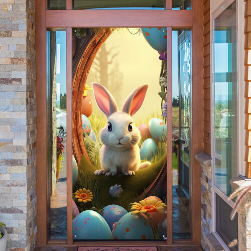 Ensemble de 4 housses de porte lapin de Pâques 35 x 78 pouces 1