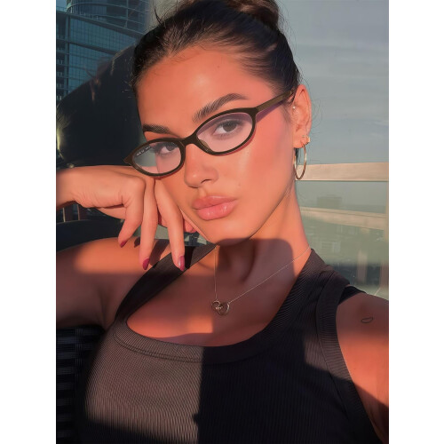 Γυαλιά ηλίου PUMIER Retro Oval για γυναίκες, κομψά, Cat Eye, δεκαετίας του '90, ελαφριά, στενά 1