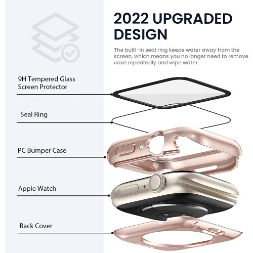 XiHAMA Αδιάβροχη θήκη προστασίας οθόνης 2 σε 1 για Apple Watch Series10 46mm, κάλυμμα προσώπου 1