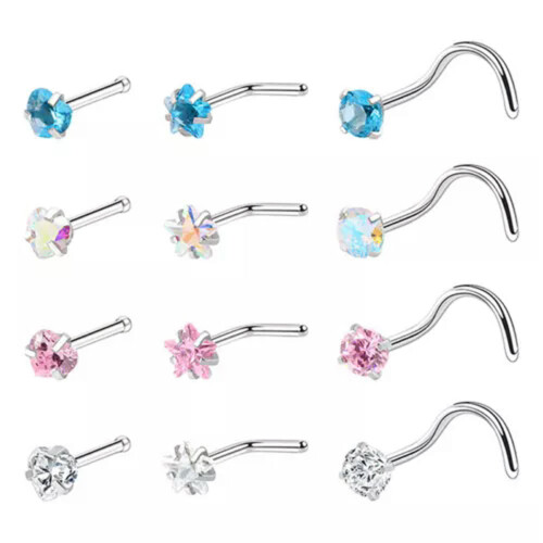Punk Zircon Nose Stud Surgical Steel 6mm 1