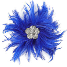 Popular Hair Clip Rhinestones Flower Brooch Pin for-Royal Blue