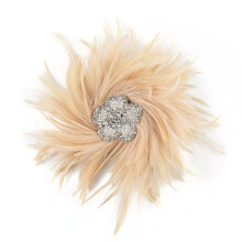 Shimmering Rhinestones Flower Feather Hair Clip for-champagne
