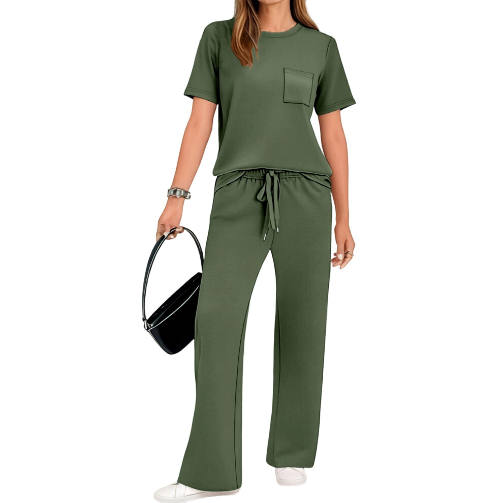2 Piece Sets for Women Travel Vacation Outfits Short-Green XL