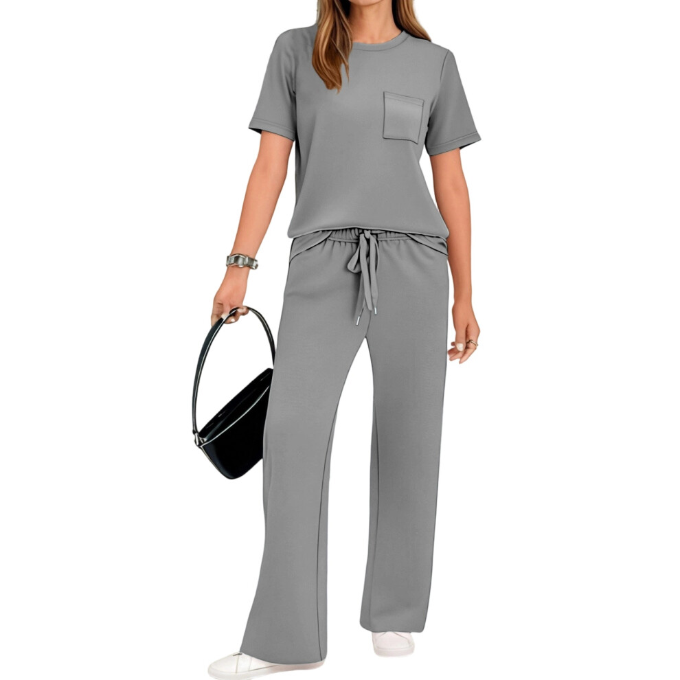 2 Piece Sets for Women Travel Vacation Outfits-light gray M
