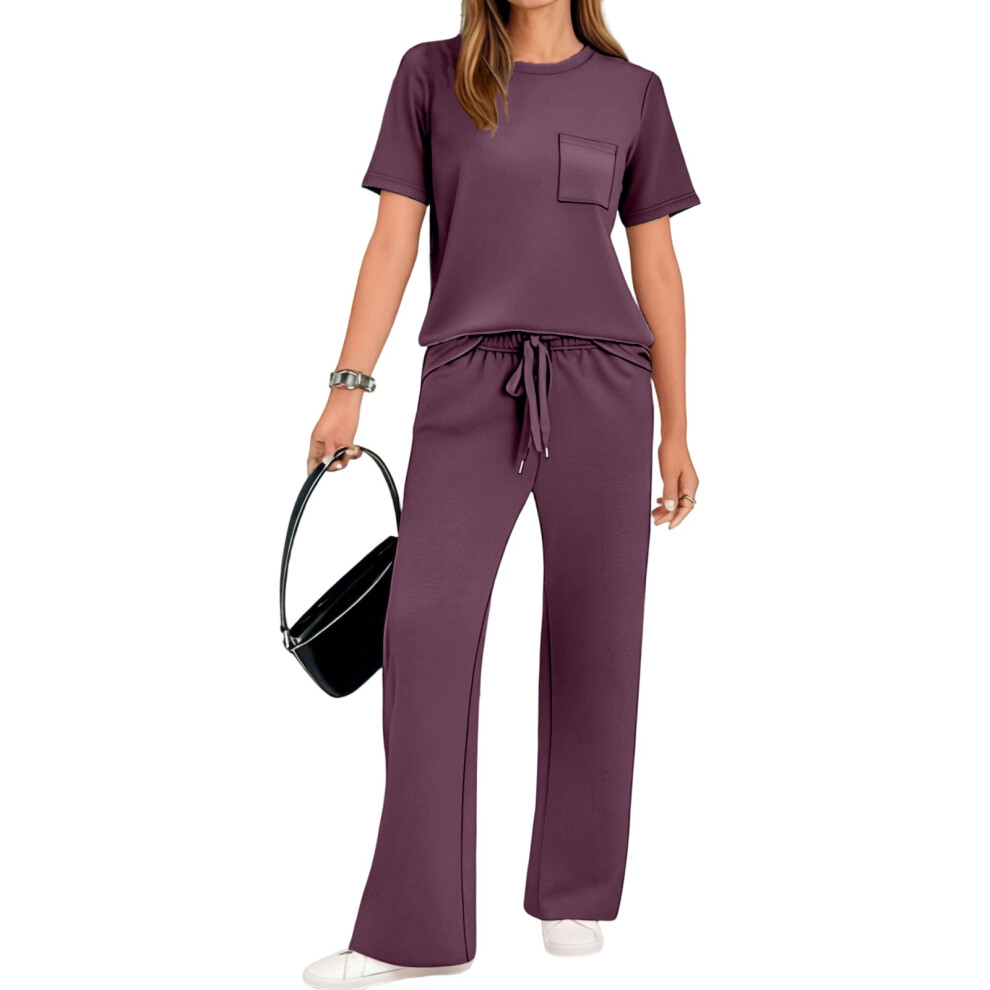 2 Piece Sets for Women Travel Vacation Outfits Short-Purple S