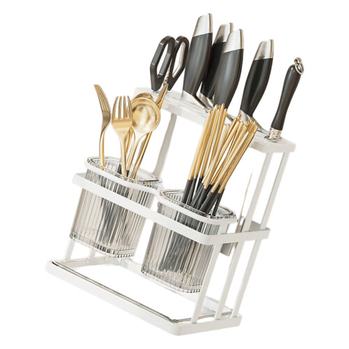 Wall Mounted Kitchen Storage Organizers Featuring Spoon-White