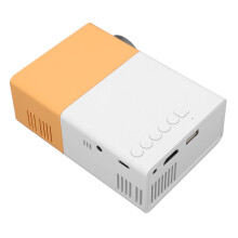 Mini Portable 24-60" HD Mini Projector with HDMI, USB & AUX in Yellow & White