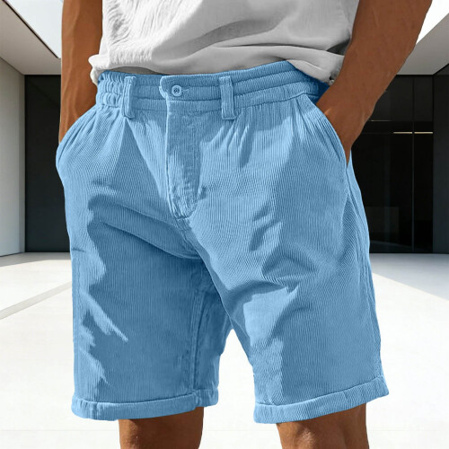 Herren-Baumwoll-Freizeitshorts mit elastischem Bund, Blau, Größe S 1