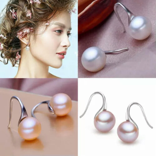 Sterling Silver Freshwater Pearl Drop Earrings 9-10mm 2