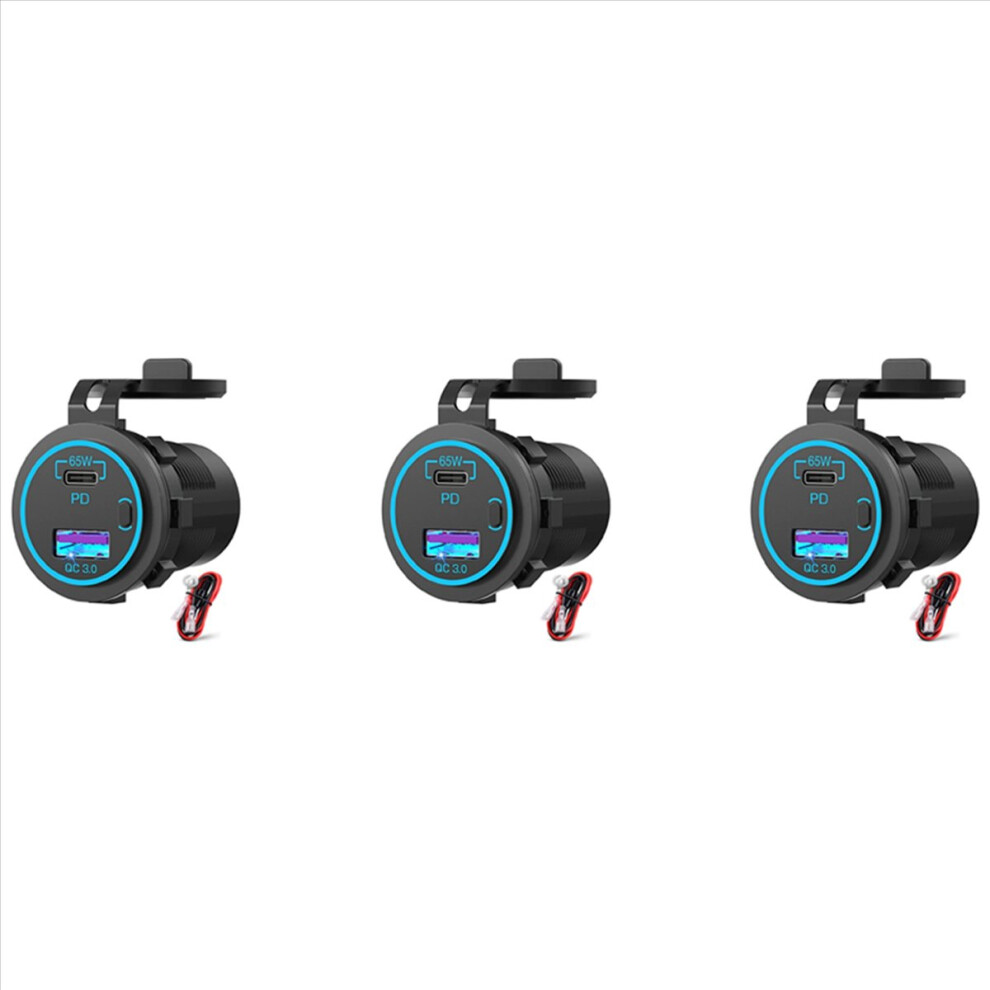 Photos - Other Electrical Equipment 3X 65W PD 12V USB Outlet for Laptop C Car Charger Socket Multi Port Wa
