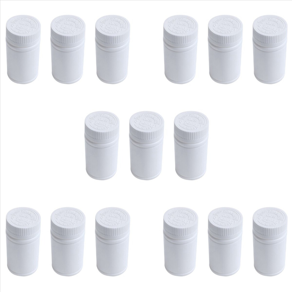 Plastic Empty Medicine Bottles Pill Tablet Container Holder 15Pcs Whit 4851296913934