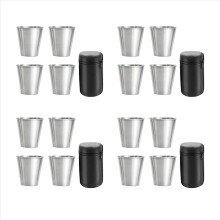 Stainless Steel Shot Cups, Set of 16 Metal Glasses, Stackable, Hip Fla