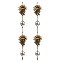 2X Pine Cone Shaped Rain Chain, Decorative Hanging Metal Iron Bells