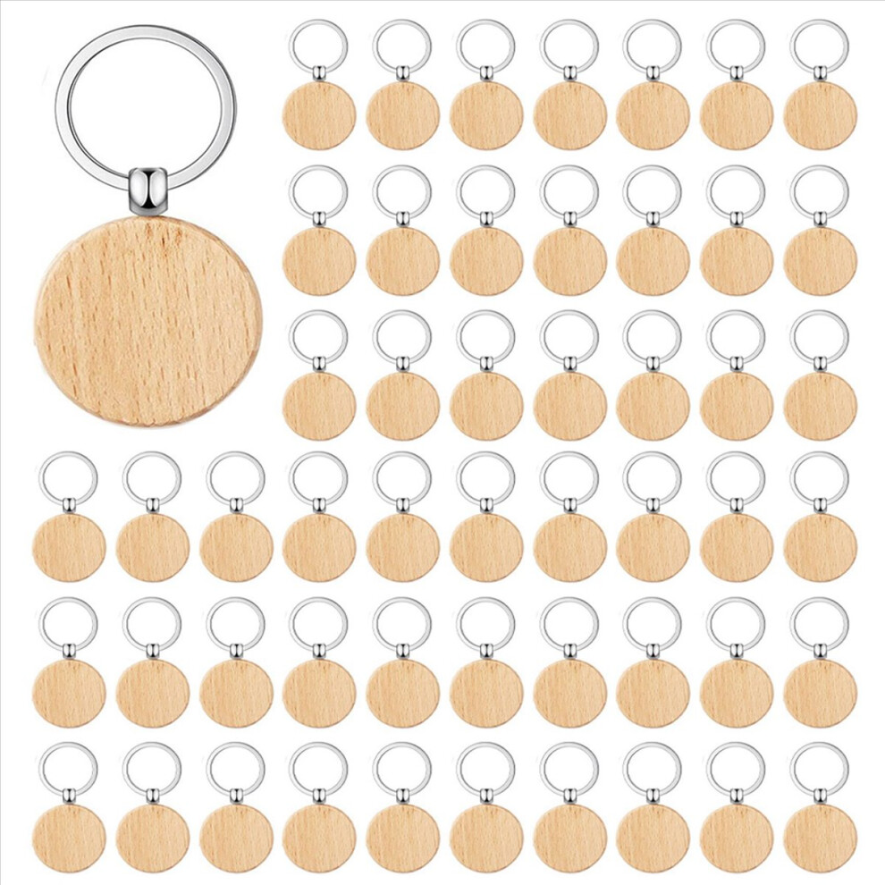 400Pieces Wooden Keychain Blanks Bulk Round Wood Engraving Unfinished 4851296912340