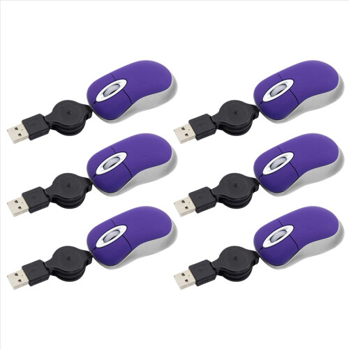 6X Mini USB Wired Mouse Retractable Tiny Small 1600 DPI for 98 2000 XP
