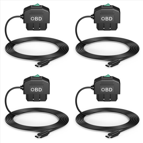 4X Dash Cam OBD Hardwire Kit, Camera USB Type C Kit with Power Cable f