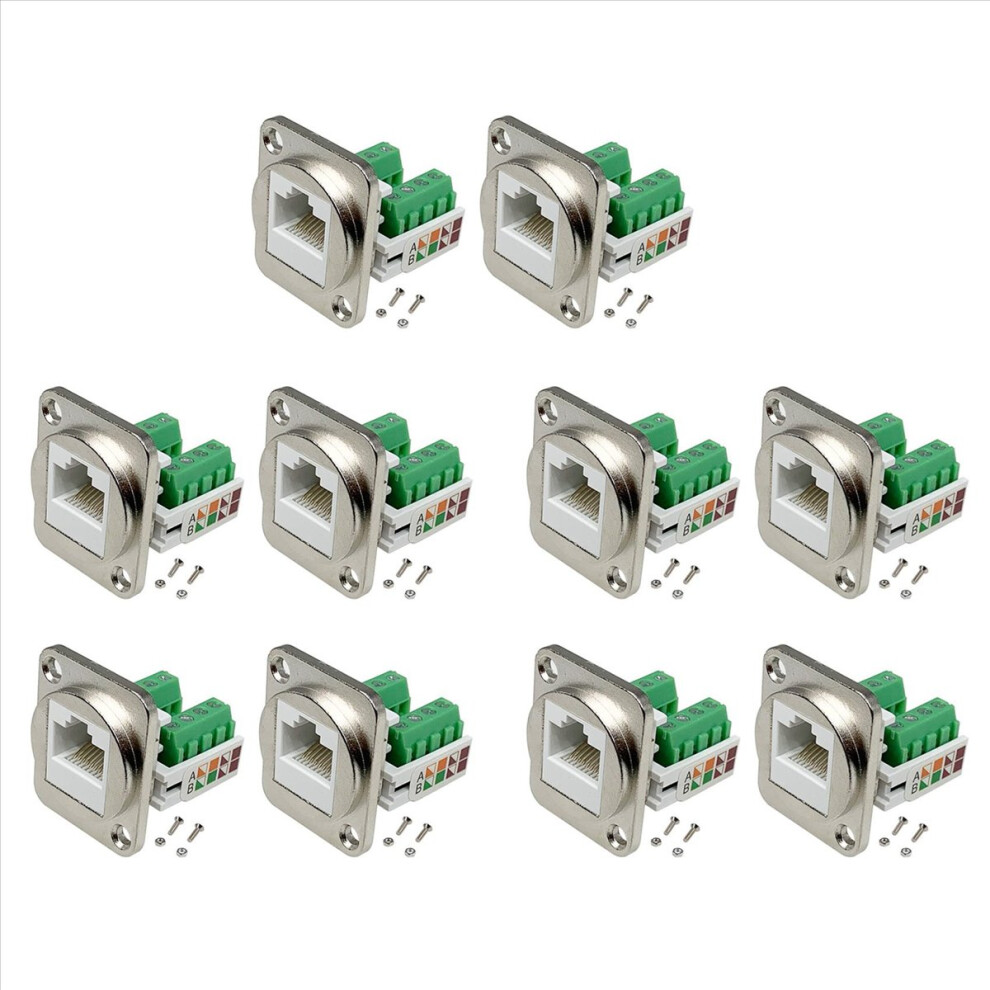 10Pcs Rj45 Panel Mount Screw Terminal Adapter, Rj45/8P8c Female Connec 4851296921069